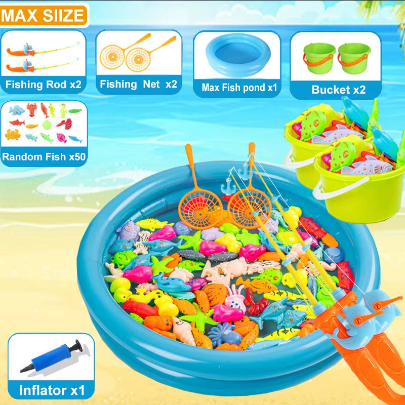 Magnetic Fishing Set Inflatable Pool Party Model Play Games & More Perfect Summer Outdoor Toy Kids for Birthday Christmas Gifts