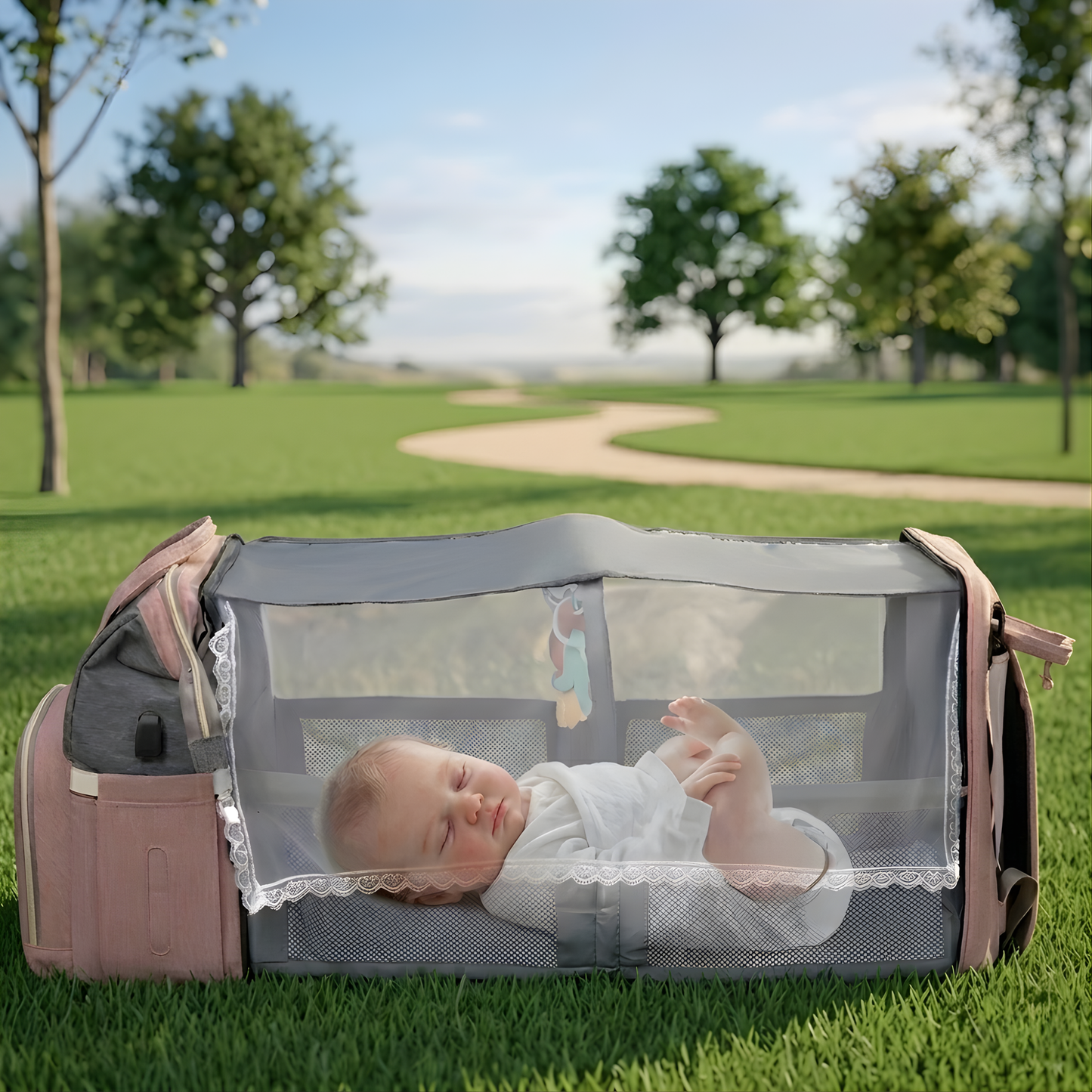 3-in-1 Diaper Bag & Foldable Crib